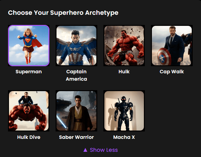 步骤二：选择您的超级英雄模板